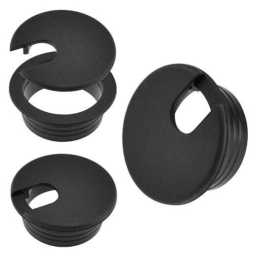 1-1/2 inch(38mm) Black Desk Hole Cover Grommet ABS Plastic Wire Organizers for Computer Desk Cabinet (3 Pack)