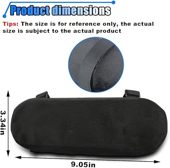 2PCS Car Seat Armrest Covers, Soft & Comfortable Office Chair Arm Pad, Anti-Scratch Car Armrest Cushion, Universal Car Armrest Pillow Protector Cover for Most Cars (Black)