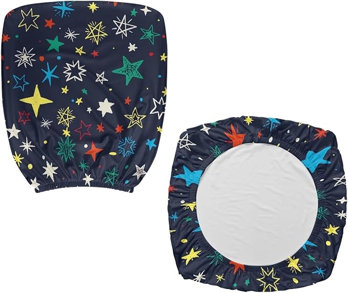GLENLCWE Colorful Star Office Chair Covers Removable Elastic Computer Chair Seat Covers Universal,Set of 2