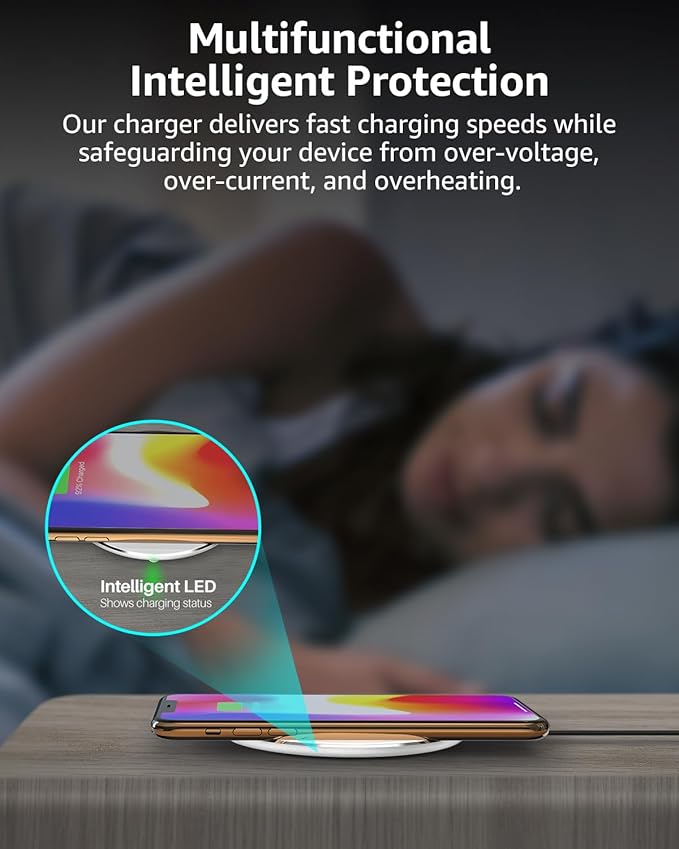 TOZO W1 New Anti-Slip Aircraft-Grade Aluminum Wireless Charger 15W Max Fast Wireless Charging Pad Compatible with iPhone 17/17 Pro/17 Pro Max/Air/16/15/14/SE Series, Samsung Galaxy S25/S24/S23, Silver