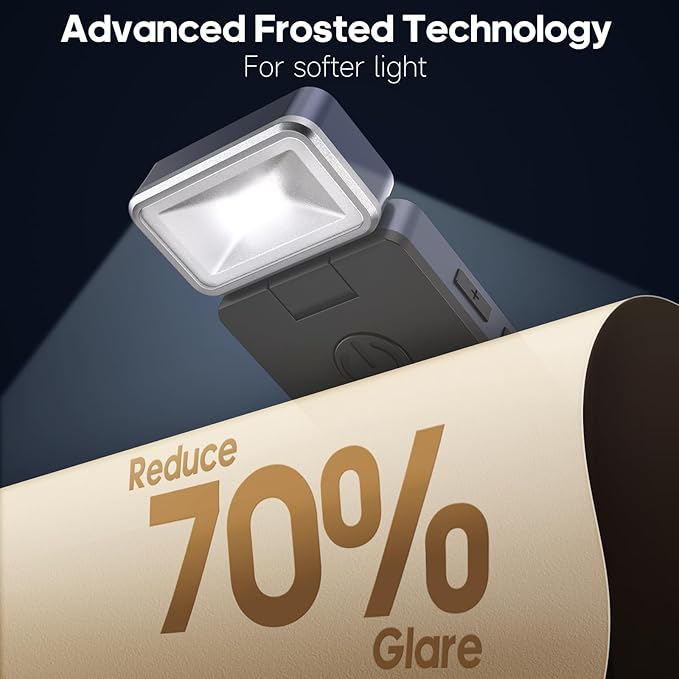 Reading Light, Book Light for Reading in Bed, USB Rechargeable Book Reading Light Clip-on LED Bookmark Lamp with 3 Amber Colors & 5 Brightness Dimmable for Book Lovers, Kids White