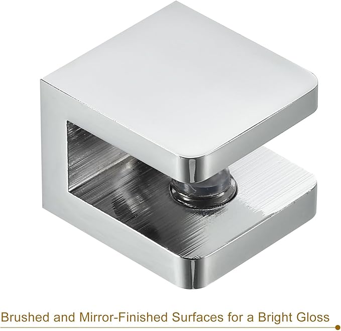 uxcell Glass Shelf Clamp, 4Pcs Brass Glass Clamp for 8-10mm Thick Glass, Adjustable Glass Shelf Bracket Support Holder, Silver