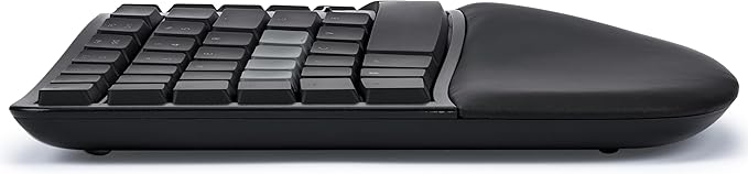 KINESIS mWave Quiet Ergonomic Keyboard for PC (Black) | Quiet Mechanical Switches | Bluetooth & USB | Programmable | Backlit | Windows Modifiers & Hotkeys