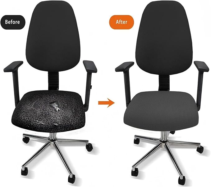 Newfashion Office Chair Seat Cover Universal Fit Stretch Washable Slipcover Protector for Desk Swivel Computer Chair (Grey)