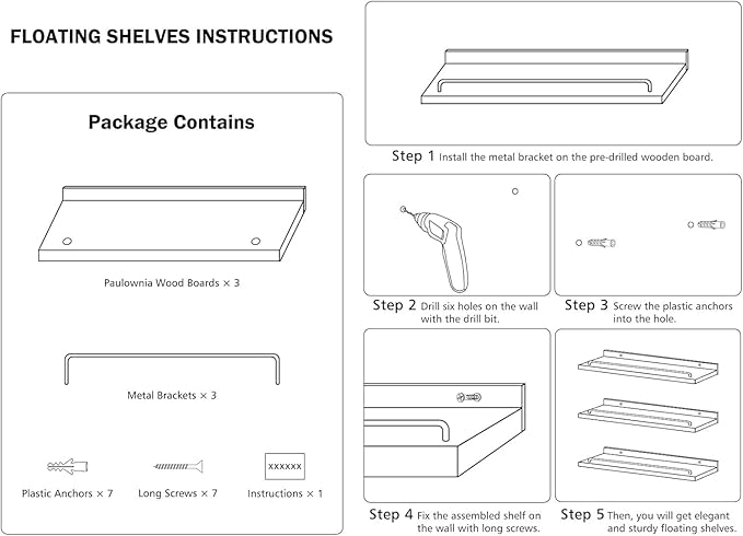 RYOFOBETTO Small Floating Shelf, 6X9 Inches Farmhouse Wall Shelves for Living Room, Bedroom, Picture Frames, Plants, Kitchen, Set of 3 (Black)