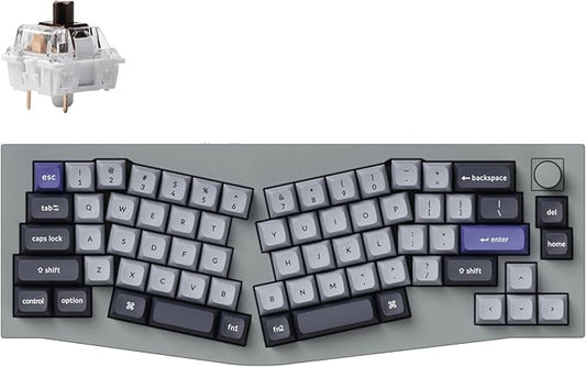 Keychron Q8 Pro Full-Metal Wireless Custom Mechanical Keyboard, 65% Alice Layout Bluetooth/Wired, QMK/VIA, Hot Swappable, 1000 Hz Polling Rate, RGB Backlit for Mac Windows Linux-Grey