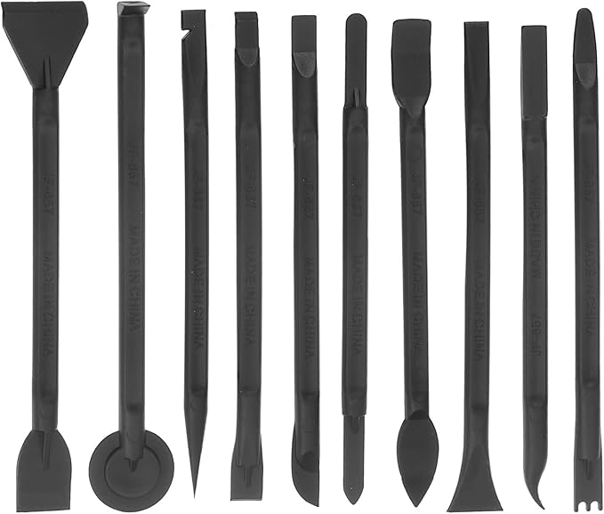uxcell 10in1 Set Electronics Repair Tool Kit, Plastic Pry Bar, Disassemble Removing Set for Screen Glue Removal Black