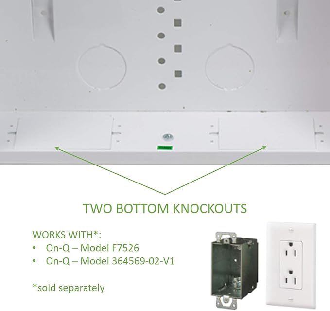 Legrand - On-Q 42-Inch Structured Wiring Enclosure with Screw-On Cover - in-Wall 20-Gauge Media Box with 2.5" Wire Pass Throughs & 2X Outlet Knockouts - Glossy White - EN4200