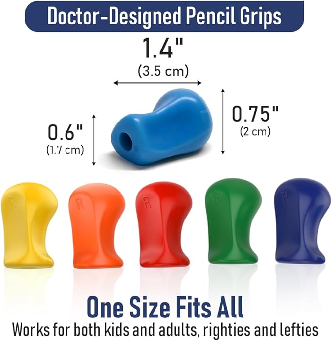 The Pencil Grip Original Pencil Grippers 6 Pcs, Improves Kids Handwriting, Ergonomic Pen Holder for Righties & Lefties, Ideal for Kids, Toddlers, Adults, Writing Tool with Finger Cushion