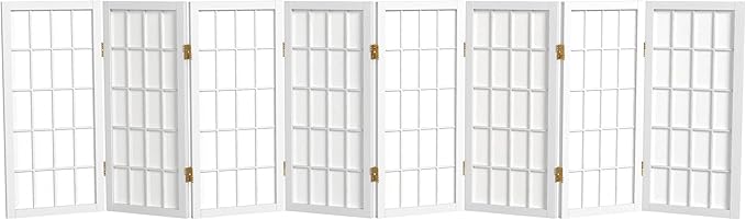 2 ft. Short Desktop Window Pane Shoji Screen - White - 8 Panels