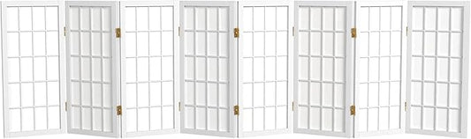 2 ft. Short Desktop Window Pane Shoji Screen - White - 8 Panels