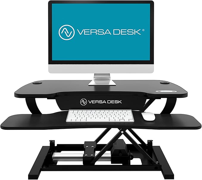 VERSADESK® PowerPro™ Elite 36” - Electric Adjustable Desk Converter with Programmable Controller and USB Hub. Mobile App Controllable. Removable Keyboard Tray - Powerful Riser Lifts 80 lbs – Black