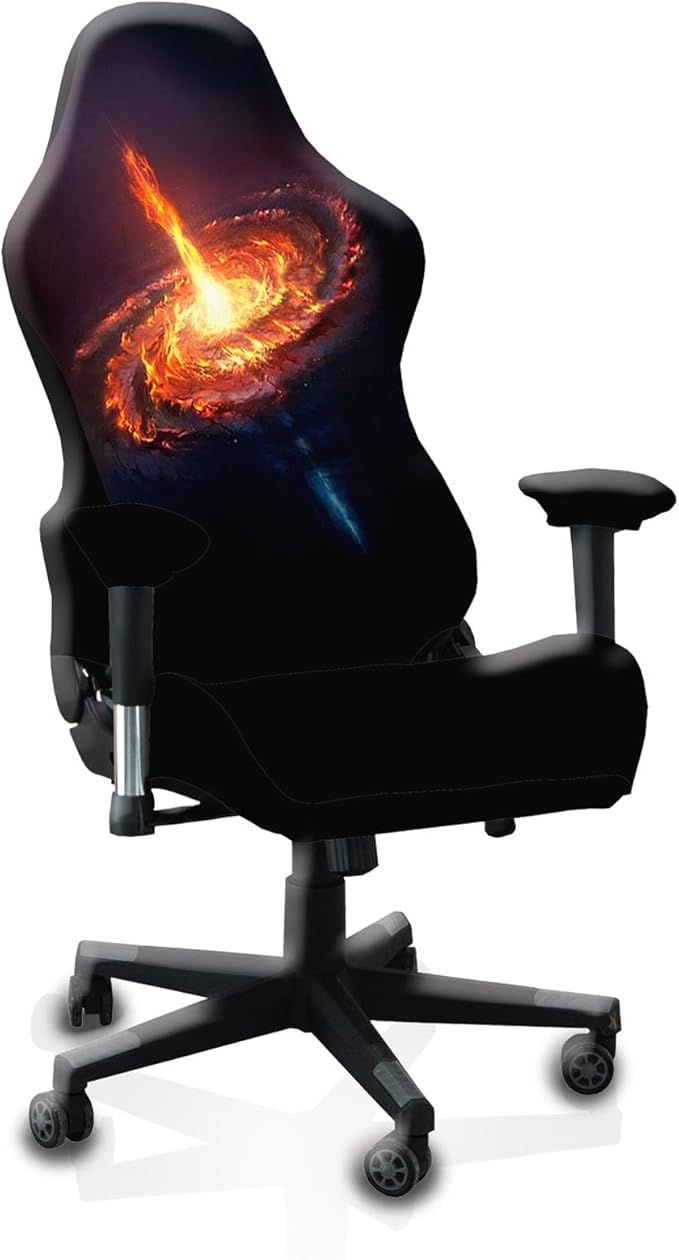 Gaming Chair Covers Slipcovers, 3D Printing Stretchable Elastic Computer Reclining Gaming Chair Seat Cover with Armrest Cover (No Chairs)(F)