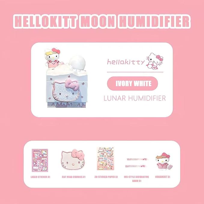Cartoon Kitty Portable Small Humidifier, USB Personal Desktop Humidifier, suitable for cars, offices, bedrooms, ambient decoration, holiday gifts, ultra-quiet. (White)
