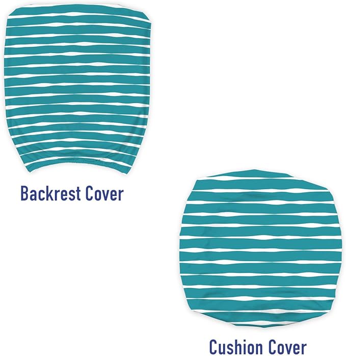 Ambesonne Teal Stripe Office Chair Slipcover, Horizontal Wavy Lines in Monochrome Design Hand Drawn Like Design Pattern, Protective Stretch Decorative Fabric Cover, Standard Size, Teal White