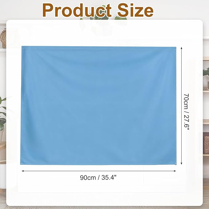 uxcell Cabinet Curtains, Dust Proof Privacy Drape Short Curtain, Hook & Loop Under The Desk Skirt for Kitchen Bathroom Closet Storage Room (35.4" W x 27.6" H, Blue)