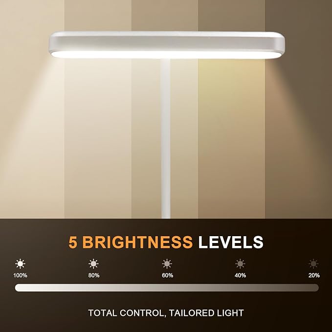 Rechargeable Book Lights for Reading at Night 25 LED - Eye Caring 15 Level Stepless Dimming, Extended 90Hrs Runtime, Lightweight Clip on Light, Gifts for Book Lovers, White