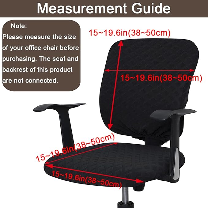 Office Chair Cover Universal Rotating Chair Slipcovers Stretch Removable Protector Computer Chair Seat Cover (Black, Chair Seat Cover + Backrest Cover)