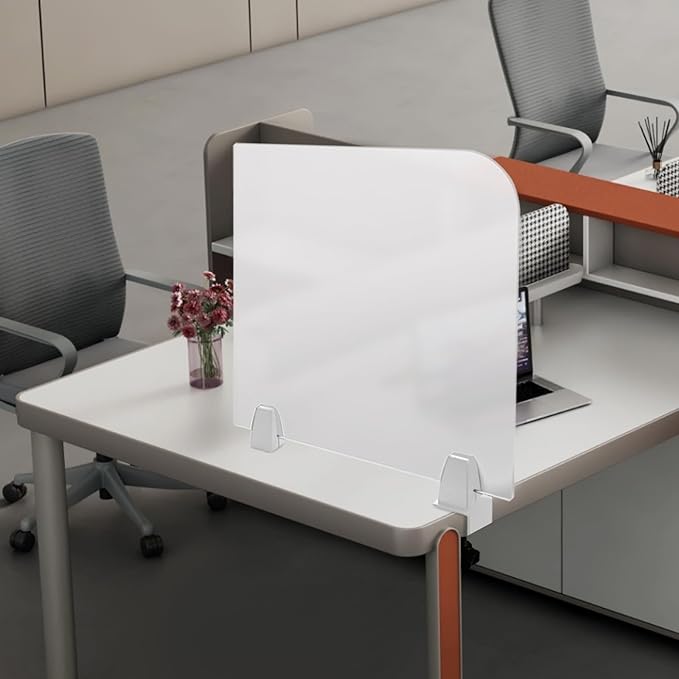 Desk Privacy Panel, Desk Divider, Desks Partition, Frosted Acrylic Desktop Privacy Panel with Stable C-Clamp for Home Office School Retail Clinic (1Pcs, 17 * 18 * 2in)