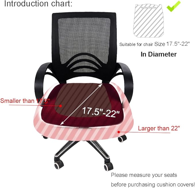 Smiry Stretch Jacquard Office Computer Chair Seat Covers, Removable Washable Anti-dust Desk Chair Seat Cushion Protectors - Black