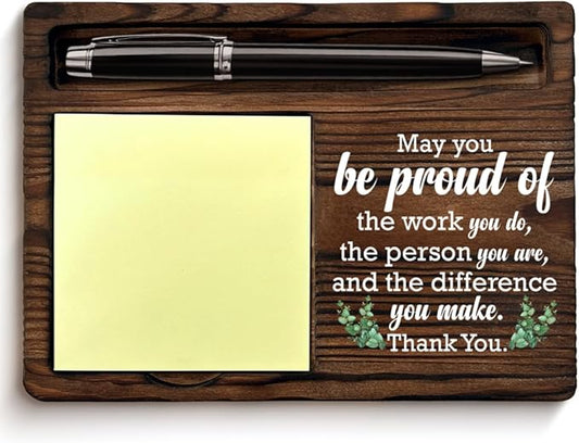 Thank You Gifts for Women Men, Appreciation Gifts for Coworkers Boss Teacher, May You Be Proud of the Work You Do Sticky Note Holder for Office Desk Decor