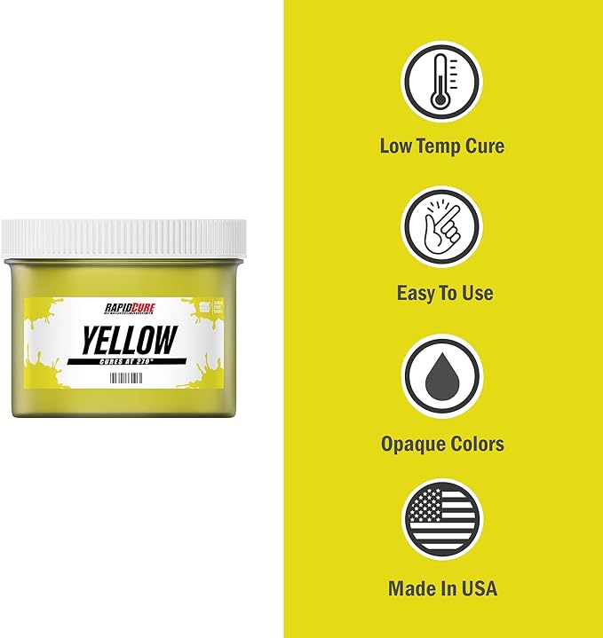 Rapid Cure® Screen Printing Ink Yellow (Quart - 32oz.)- Plastisol Ink for Screen Printing, Fast Curing Fabric Paint - Screen Print Direct®, USA Made