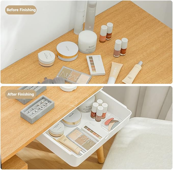 Under Desk Drawer, Large Self-Adhesive Under Desks Organiser, 13x9.2inch Hidden Under Desk Storage Box Cosmetics Case for Storage of Cutlery, Office Supplies, Stationery and Cosmetic (White)