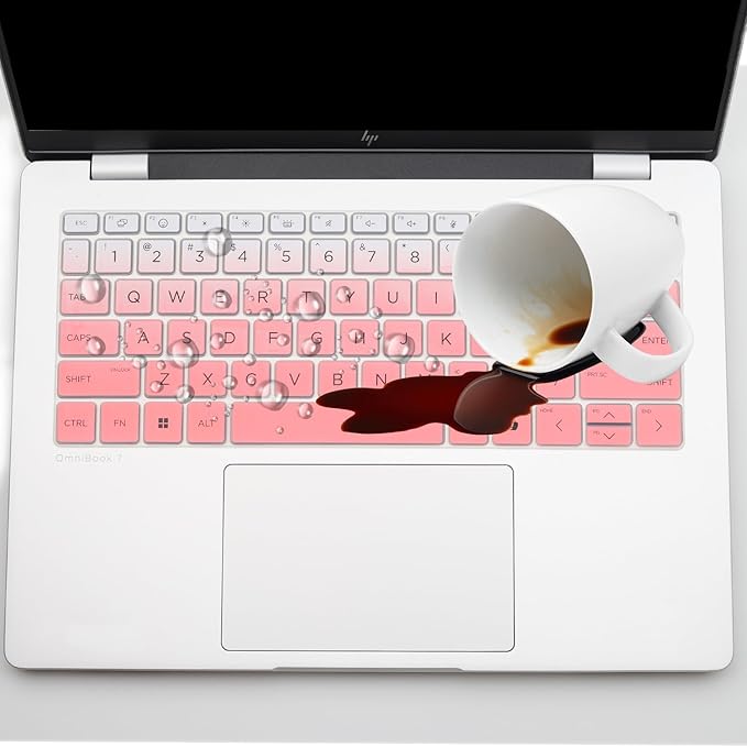 Keyboard Cover for 2026 2025 HP OmniBook 5 Next Gen AI 14" & OmniBook 7 14"/OmniBook 5 Flip 14" 14-he 14-fp 14-FR 14-fs 14-he0037nr 14t-fr000 14-fp0057nr 14-fs0000 (Not fit 14-fm 14-fk 14-ha)-OPink
