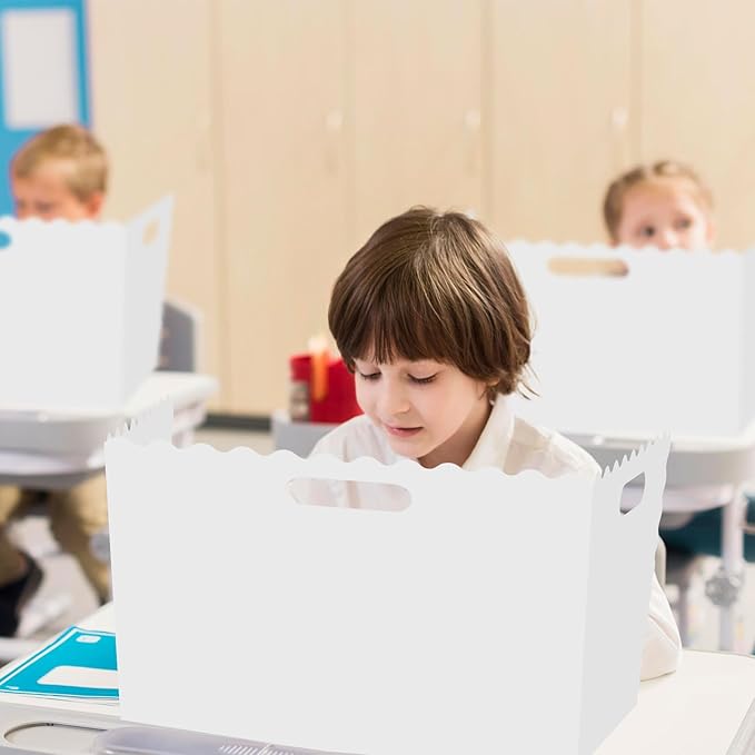 Whaline 24 Pcs Student Desk Privacy Boards White Classroom Desk Divider Shield Privacy Panel Folders Screen Partition for School Teacher Student Test Supplies