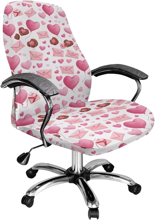 Talayituse Heart Chocolate Letter Print Office Chair Covers, Stretch Computer Chair Cover Universal Boss Chairs Covers Modern Simplism Style High Back Chairs Slipcover Valentine's Day Decor, Small
