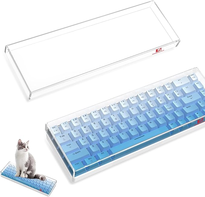 ZIYOU LANG KC02 Acrylic Clear Transparent Keyboard Cover(12.28*4*0.9’’) with Dustproof Waterproof Anti-hit Anti-cat Protective Case for 65% Small Layout 61Key 64Key 68Key Mechanical Gaming Keyboard