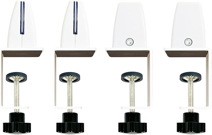 Desk Divider Clamp For 1/8" To 0.51" Panel, Adjustable Desk Partition Clamp For 0.32" To 2.04" Desktop, Standing Desk Accessories For Desk Privacy Folders, White Sneeze Guard Holder 4-pack