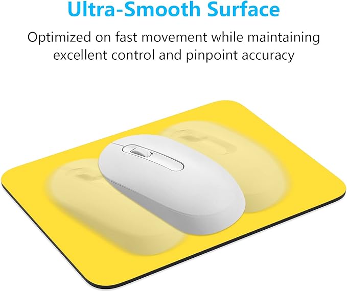 Dapesuom Small Mouse Pad, 6 x 8 Inch Thick Rubber Premium-Textured Non-Slip Portable & Washable Mini Mouse Mat for Women Men Wireless Laptops Keyboard Tray Gaming Work Computer Office Travel, Yellow