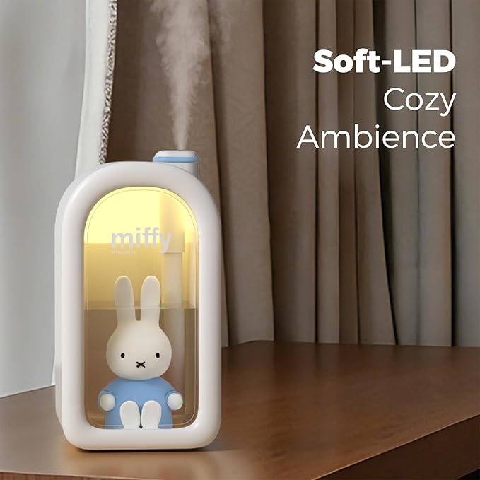 Mipow X Miffy Cool Mist Humidifier - Ultrasonic Quiet Humidifier, Mini Cute Humidifier with Night Light, 380ml for Bedroom, App-Controlled RGB Light (2.0 Plus-Version) - Blue