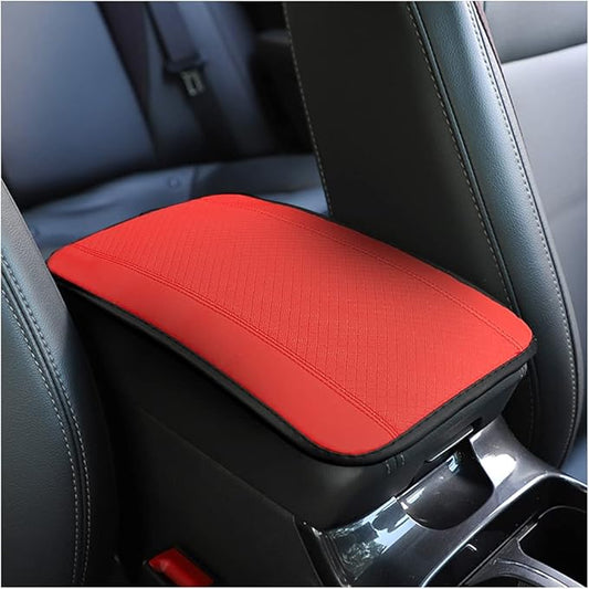 8sanlione Car Armrest Storage Box Mat, Fiber Leather Car Center Console Cover, Car Armrest Seat Box Cover Accessories Interior Protection for Most Vehicle, SUV, Truck, Car (Red)