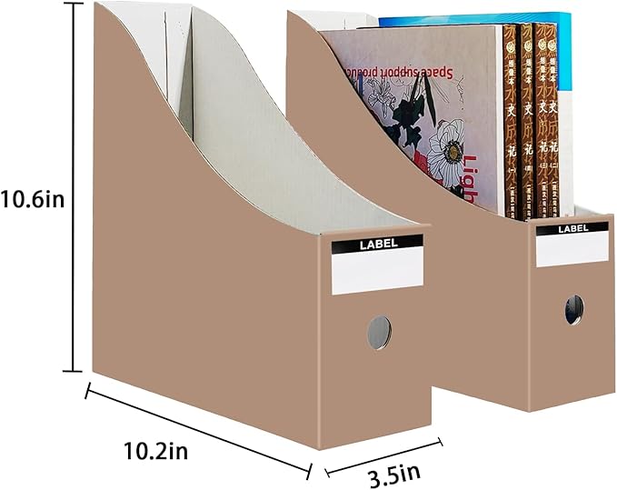 Limitliho 24 Pack Magazine File Holder for Desk, Book Bins for Classroom Library,Office,Home, 10.6" H x 10.2" L x 3.5" W in Cardboard Magazine Organizer (Elegant color)
