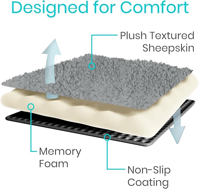 Vive Wheelchair Armrest Pads (2 PCS) - Memory Foam Sheepskin Cushion Accessories for Transport Electric Wheel Chair Arm Rests - for Adults, Seniors, Handicapped - Soft Support for Office Chair