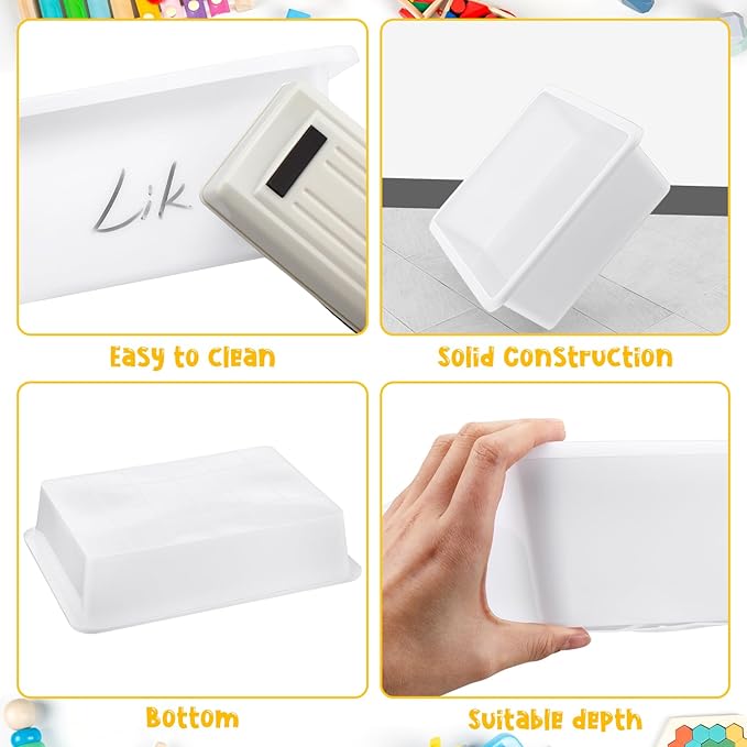 Hoteam 5 Pcs Paper Trays for Classroom Plastic Storage Bin Tray Bulk Stackable File Organizer for School Office Teacher Book Organization Supplies(White,13.78 x 9.84 x 3.15 Inch)