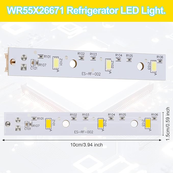 6pcs WR55X26671 Fridge Led Light for GE Refrigerator, Premium Durable Freezer Led Light Replacement for GE Refrigerator Replace PS11767930 AP6035586 4468532 EAP11767930