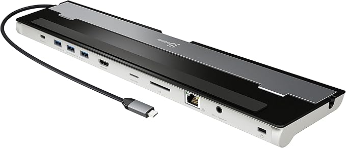 j5create USB-C 4K HDMI Docking Station (9-in-1), 4K HDMI, 5Gbps USB-A x3, Card Reader, PD 100W, Gigabit Ethernet, Combo Audio Jack, for MacBook, and Windows USB-C Laptop (JCD533)