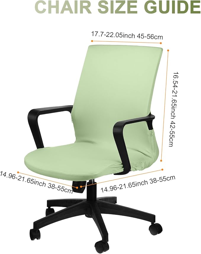 Tallew Office Chair Cover Stretchable Computer Universal Chair Seat Covers Removable Desk Chairs Slipcovers Washable Office Cushion Backrest for Rotating(Green)