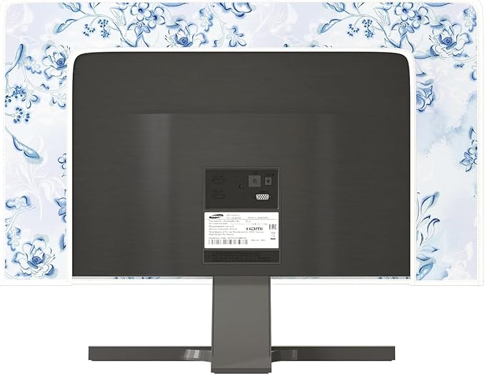 Blue Floral Waterproof Screen TV Cover 45,46,47,48 Inch Decorative Botanical TV Screen Covers Dust-Proof Protective for LED LCD OLED TVs During House Moving, Storing, or Home Renovation