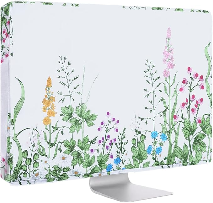 MOSISO Monitor Dust Cover 26,27,28,29 inch Anti-Static Dustproof LCD/LED/HD Panel Case Lush Weeds Computer Screen Protective Sleeve Compatible with iMac 27 inch, 26-29 inch PC, Desktop and TV, White