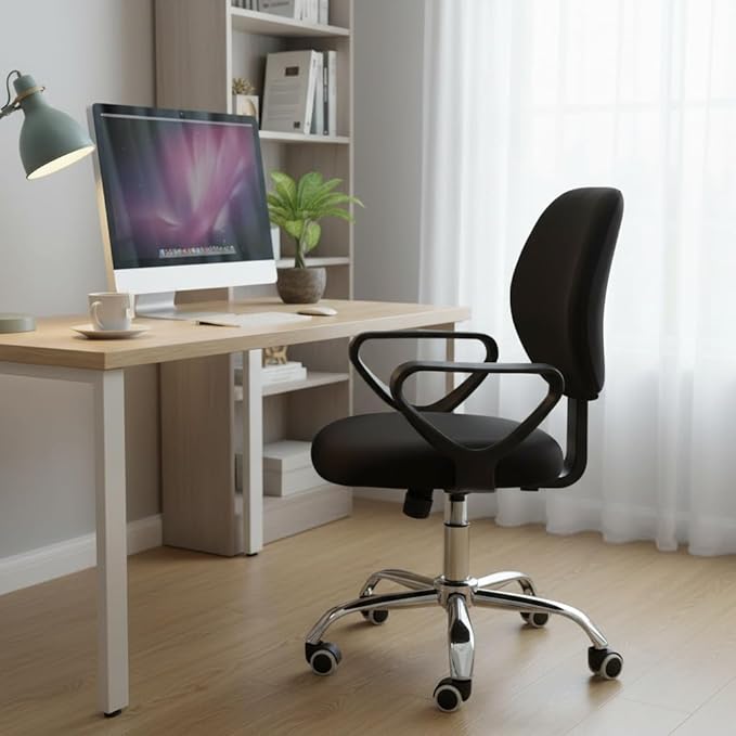 MIFXIN Computer Office Chair Cover Stretch Slipcover 2 Piece Soft Elastic Non-Slip Desk Chair Seat Covers Protector, Only Cover, NO Chair (Black)