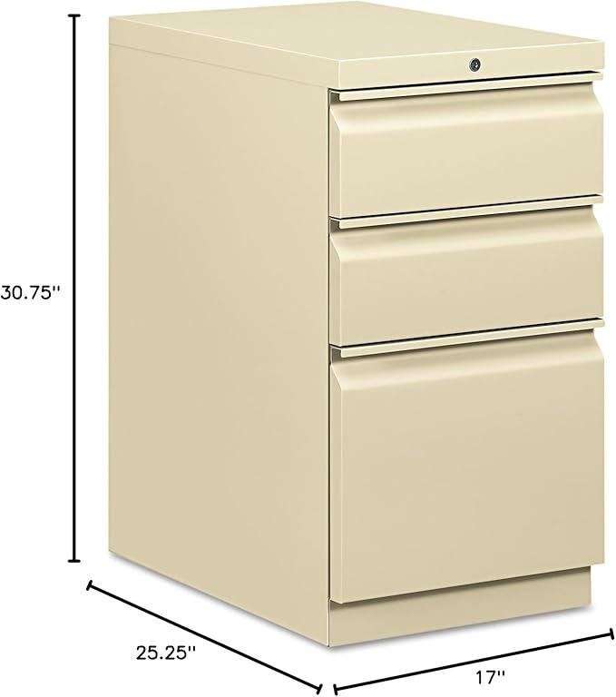 HON 33723RL Efficiencies Mobile Pedestal File with One File/Two Box Drawers, 22-7/8d, Putty