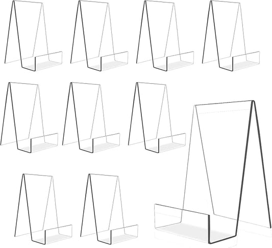 6'' x 4'' Acrylic Book Display Stand Clear Easel with Ledge Tablet Holder for Displaying Books, Pictures, Notebooks, CDs, Artworks, etc (Large) (10)