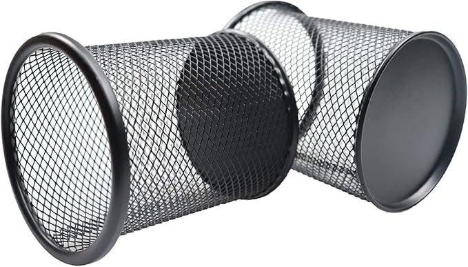 Pen Holder Mesh Pencil Holder Metal Pen Holder Cup Pencil Cup Holder for Desk Office Pen Organizer Black, 4 Pack