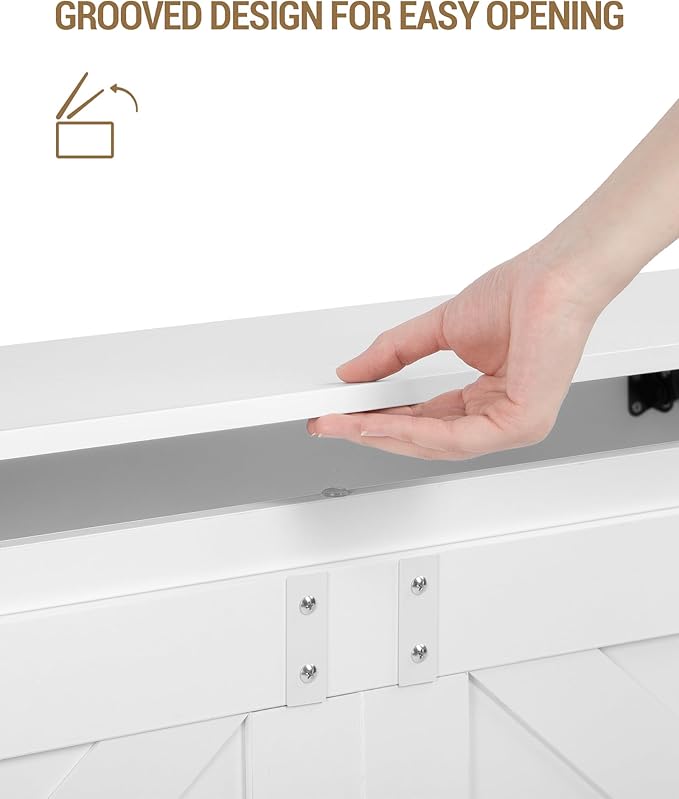 Hzuaneri 42.9" Storage Chest, Large Storage Trunk with 2 Hinges, Farmhouse Wooden Box Bench, Lift-Top Organizer Chest, Entryway Trunk for Bedroom, Living Room, White SB10903X