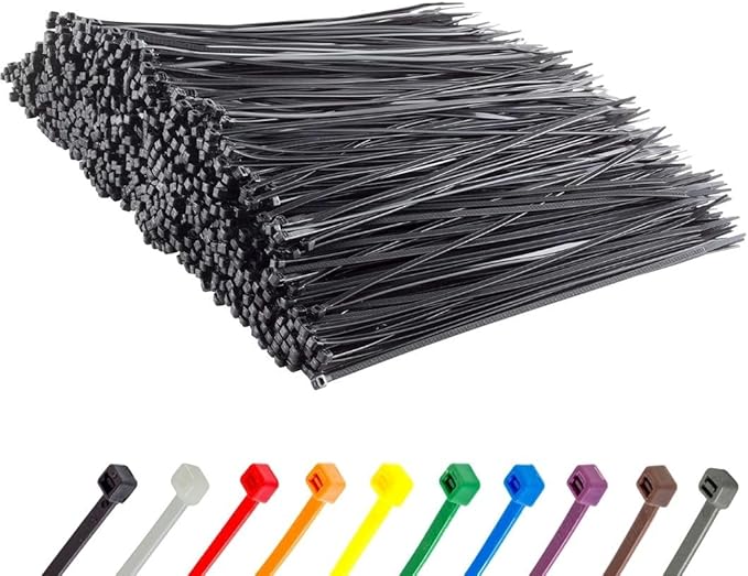 GTSE 12 Inch Black Zip Ties, 10,000 Bulk Pack, 50lb Strength, UV Resistant Long Nylon Cable Ties, Self-Locking 12" Tie Wraps