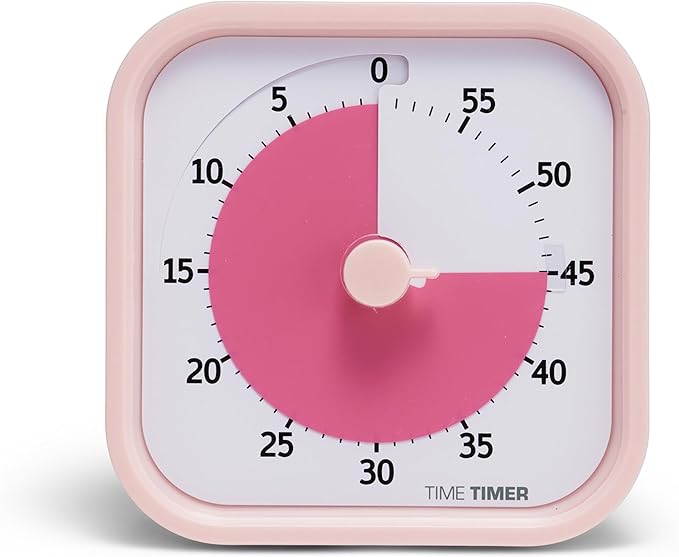 TIME TIMER MOD – 60-Minute Visual Timer, Homeschool Supplies Study Tool, Timer for Office and Meetings with Silent Operation (Peony Pink)